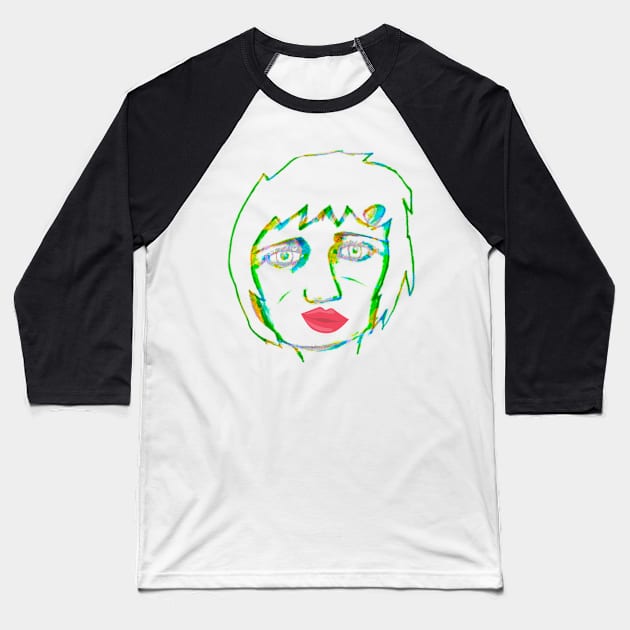 Sad woman with red lips Baseball T-Shirt by Tee Obsession